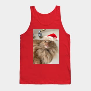 Orange Tabby Cat in Santa Hat Tank Top